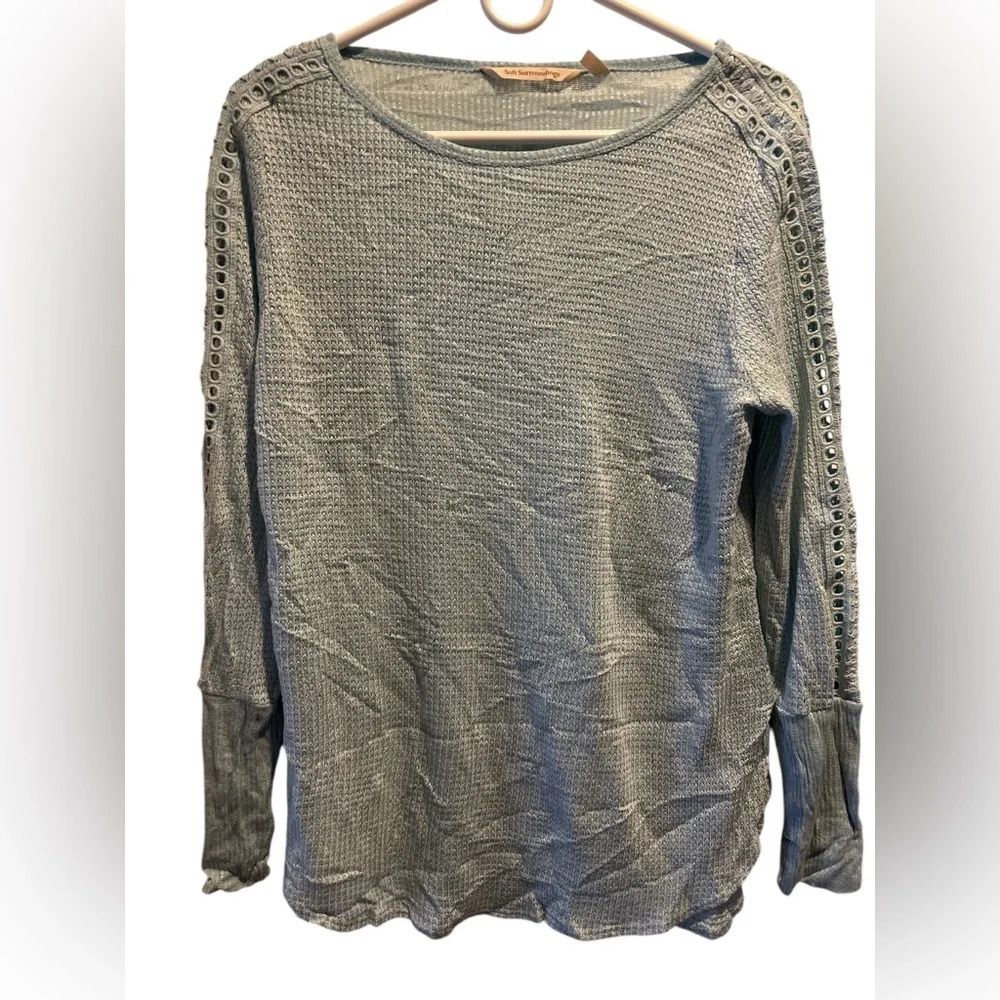 Soft Surroundings Sweater Womens Blue Knit Boat Neck Pullover NWOT